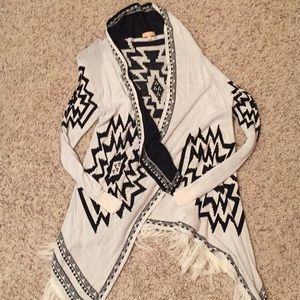 White and Black Cardigan Sweater